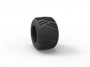Old school pulling truck tire 3 Scale 1 to 25 3D Print Model