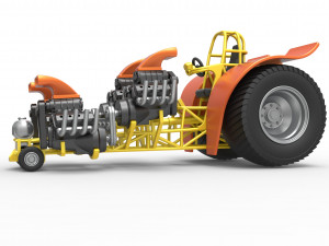 Pulling tractor with 4 engines V8 Version 3 Scale 1 to 25 3D Baskı Modeli