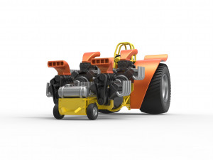 Pulling tractor with 4 engines V8 Version 3 Scale 1 to 25 3D Baskı Modeli