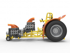 Pulling tractor with 4 engines V8 Version 3 Scale 1 to 25 3D Baskı Modeli