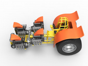Pulling tractor with 4 engines V8 Version 3 Scale 1 to 25 3D Baskı Modeli