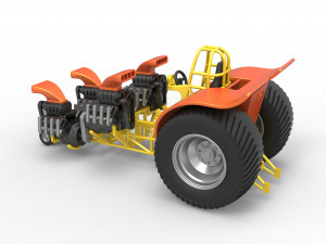 Pulling tractor with 4 engines V8 Version 3 Scale 1 to 25 3D Baskı Modeli