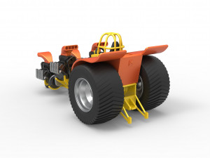Pulling tractor with 4 engines V8 Version 3 Scale 1 to 25 3D Baskı Modeli