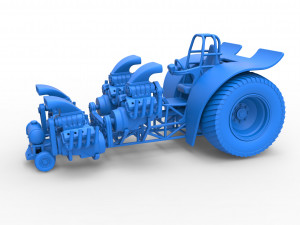 Pulling tractor with 4 engines V8 Version 3 Scale 1 to 25 3D Baskı Modeli