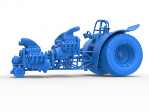 Pulling tractor with 4 engines V8 Version 3 Scale 1 to 25 3D Baskı Modeli