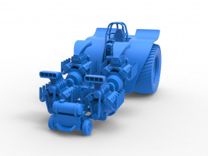 Pulling tractor with 4 engines V8 Version 3 Scale 1 to 25 3D Baskı Modeli