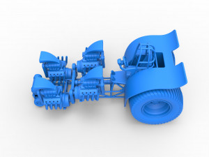 Pulling tractor with 4 engines V8 Version 3 Scale 1 to 25 3D Baskı Modeli