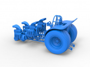 Pulling tractor with 4 engines V8 Version 3 Scale 1 to 25 3D Baskı Modeli