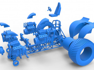 Pulling tractor with 4 engines V8 Version 3 Scale 1 to 25 3D Baskı Modeli