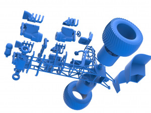 Pulling tractor with 4 engines V8 Version 3 Scale 1 to 25 3D Baskı Modeli