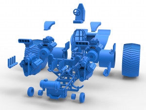 Pulling tractor with 4 engines V8 Version 3 Scale 1 to 25 3D Baskı Modeli