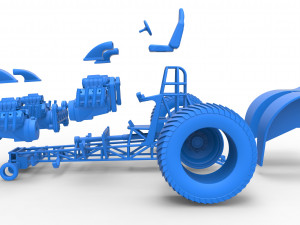 Pulling tractor with 4 engines V8 Version 3 Scale 1 to 25 3D Baskı Modeli