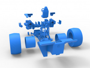 Pulling tractor with 4 engines V8 Version 3 Scale 1 to 25 3D Baskı Modeli