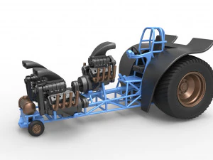 Pulling tractor with 3 engines V8 Version 2 Scale 1 to 25 3D Print Model
