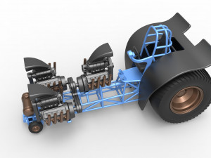 Pulling tractor with 3 engines V8 Version 2 Scale 1 to 25 Modèles 3D en vedette