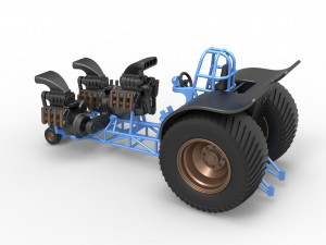 Pulling tractor with 3 engines V8 Version 2 Scale 1 to 25 Modèles 3D en vedette