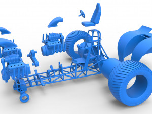 Pulling tractor with 3 engines V8 Version 2 Scale 1 to 25 Modèles 3D en vedette