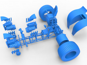 Pulling tractor with 3 engines V8 Version 2 Scale 1 to 25 Modèles 3D en vedette