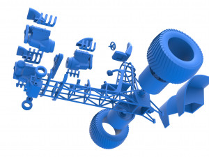 Pulling tractor with 3 engines V8 Version 2 Scale 1 to 25 Modèles 3D en vedette
