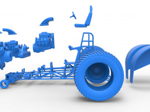 Pulling tractor with 3 engines V8 Version 2 Scale 1 to 25 Modèles 3D en vedette