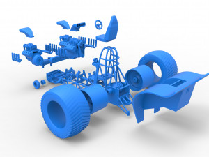 Pulling tractor with 3 engines V8 Version 2 Scale 1 to 25 Modèles 3D en vedette