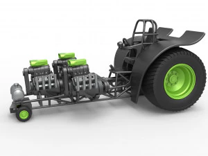 Pulling tractor with 3 engines V8 Version 3 Scale 1 to 25 3D Print Model