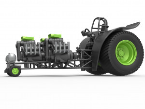 Pulling tractor with 3 engines V8 Version 3 Scale 1 to 25 3D Baskı Modeli
