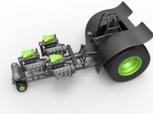Pulling tractor with 3 engines V8 Version 3 Scale 1 to 25 3D Baskı Modeli