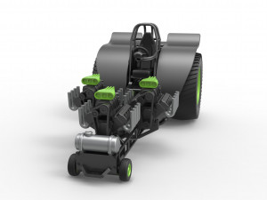 Pulling tractor with 3 engines V8 Version 3 Scale 1 to 25 3D Baskı Modeli
