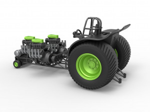 Pulling tractor with 3 engines V8 Version 3 Scale 1 to 25 3D Baskı Modeli
