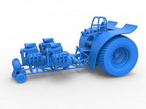 Pulling tractor with 3 engines V8 Version 3 Scale 1 to 25 3D Baskı Modeli