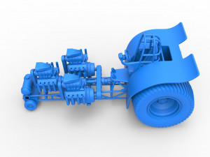 Pulling tractor with 3 engines V8 Version 3 Scale 1 to 25 3D Baskı Modeli