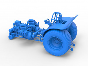 Pulling tractor with 3 engines V8 Version 3 Scale 1 to 25 3D Baskı Modeli
