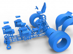 Pulling tractor with 3 engines V8 Version 3 Scale 1 to 25 3D Baskı Modeli