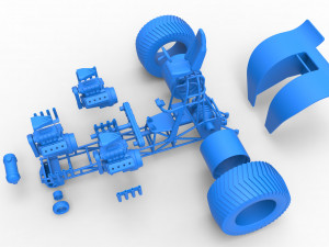 Pulling tractor with 3 engines V8 Version 3 Scale 1 to 25 3D Baskı Modeli