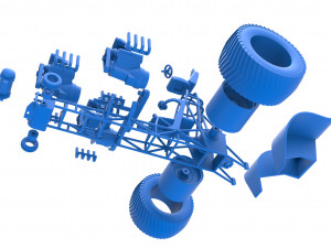 Pulling tractor with 3 engines V8 Version 3 Scale 1 to 25 3D Baskı Modeli