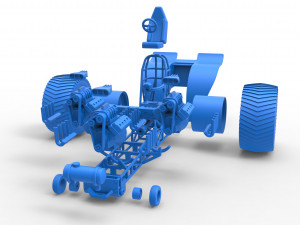 Pulling tractor with 3 engines V8 Version 3 Scale 1 to 25 3D Baskı Modeli