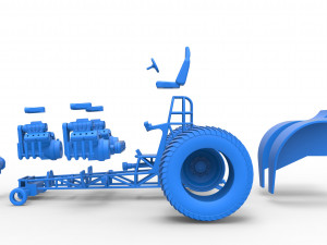 Pulling tractor with 3 engines V8 Version 3 Scale 1 to 25 3D Baskı Modeli