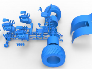 Pulling tractor with 3 engines V8 Version 3 Scale 1 to 25 3D Baskı Modeli