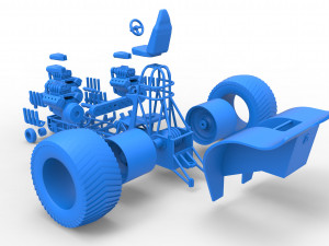 Pulling tractor with 3 engines V8 Version 3 Scale 1 to 25 3D Baskı Modeli