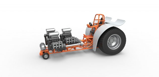 Pulling tractor with 3 engines V8 Version 4 Scale 1 to 25 3D-printmodel .c4d .max .obj .3ds .fbx .stl .blend