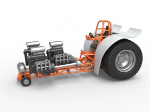 Pulling tractor with 3 engines V8 Version 4 Scale 1 to 25 3D Print Model