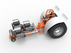 Pulling tractor with 3 engines V8 Version 4 Scale 1 to 25 3D-printmodel