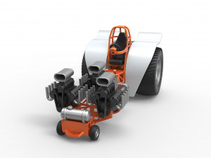 Pulling tractor with 3 engines V8 Version 4 Scale 1 to 25 3D-printmodel