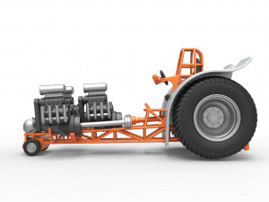 Pulling tractor with 3 engines V8 Version 4 Scale 1 to 25 3D-printmodel