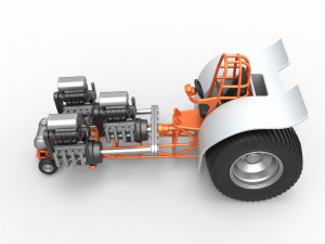 Pulling tractor with 3 engines V8 Version 4 Scale 1 to 25 3D-printmodel