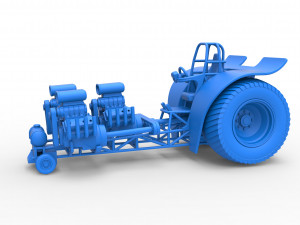 Pulling tractor with 3 engines V8 Version 4 Scale 1 to 25 3D-printmodel