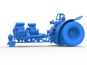Pulling tractor with 3 engines V8 Version 4 Scale 1 to 25 3D-printmodel