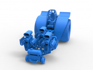 Pulling tractor with 3 engines V8 Version 4 Scale 1 to 25 3D-printmodel