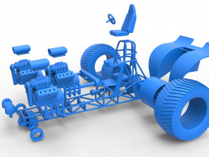 Pulling tractor with 3 engines V8 Version 4 Scale 1 to 25 3D-printmodel